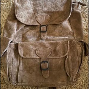 Like New Beautiful Light Brown Suede Leather Backpack
